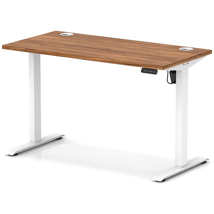 Air Lite 1200mm Slim Height Adjustable Office Desk, White Leg, Walnut