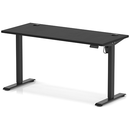 Air Lite 1400mm Slim Height Adjustable Office Desk, Black Leg, Black