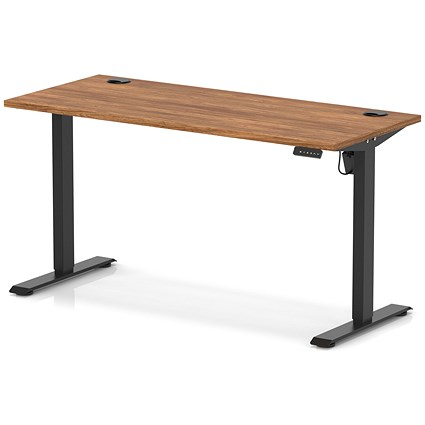 Air Lite 1400mm Slim Height Adjustable Office Desk, Black Leg, Walnut
