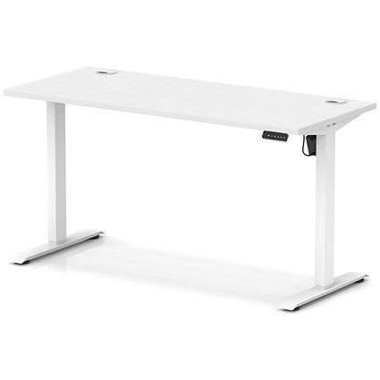 Air Lite 1400mm Slim Height Adjustable Office Desk, White Leg, White