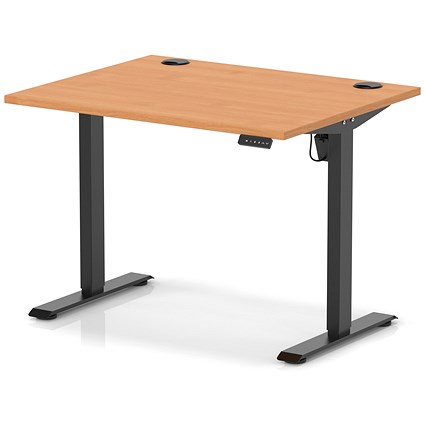 Air Lite 1000mm Height Adjustable Office Desk, Black Leg, Beech