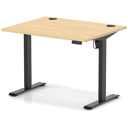 Air Lite 1000mm Height Adjustable Office Desk, Black Leg, Maple