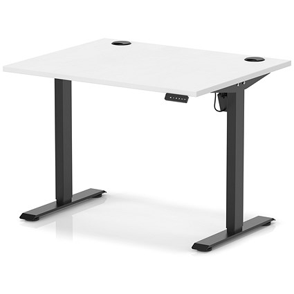 Air Lite 1000mm Height Adjustable Office Desk, Black Leg, White