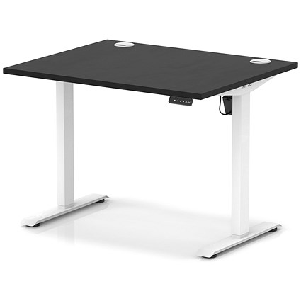 Air Lite 1000mm Height Adjustable Office Desk, White Leg, Black