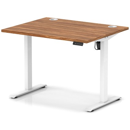 Air Lite 1000mm Height Adjustable Office Desk, White Leg, Walnut