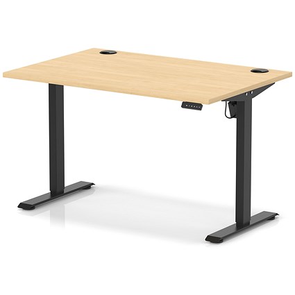 Air Lite 1200mm Height Adjustable Office Desk, Black Leg, Maple