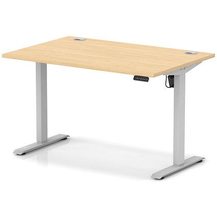 Air Lite 1200mm Height Adjustable Office Desk, Silver Leg, Maple
