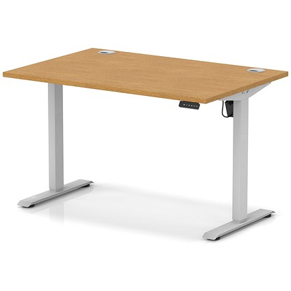 Air Lite 1200mm Height Adjustable Office Desk, Silver Leg, Oak