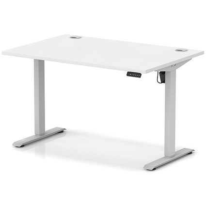 Air Lite 1200mm Height Adjustable Office Desk, Silver Leg, White