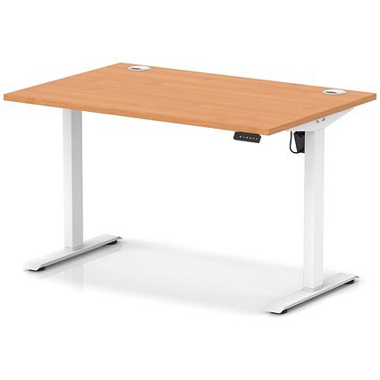 Air Lite 1200mm Height Adjustable Office Desk, White Leg, Beech
