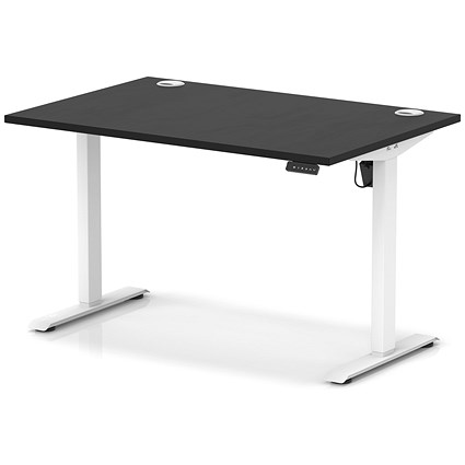 Air Lite 1200mm Height Adjustable Office Desk, White Leg, Black
