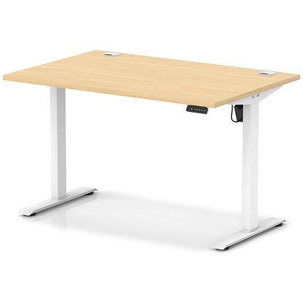 Air Lite 1200mm Height Adjustable Office Desk, White Leg, Maple