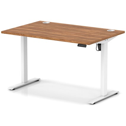 Air Lite 1200mm Height Adjustable Office Desk, White Leg, Walnut