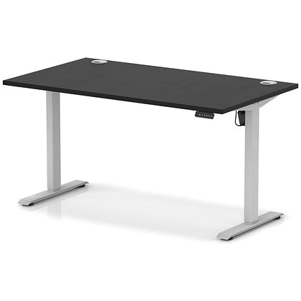Air Lite 1400mm Height Adjustable Office Desk, Silver Leg, Black