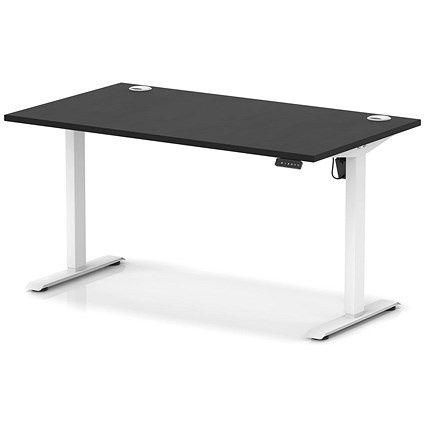 Air Lite 1400mm Height Adjustable Office Desk, White Leg, Black