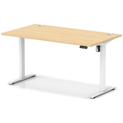 Air Lite 1400mm Height Adjustable Office Desk, White Leg, Maple