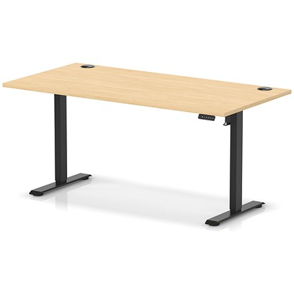 Air Lite 1600mm Height Adjustable Office Desk, Black Leg, Maple