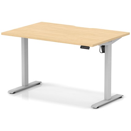 Air 1200mm Scalloped Edge Height Adjustable Desk, Silver Leg, Maple