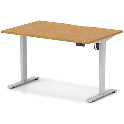 Air 1200mm Scalloped Edge Height Adjustable Desk, Silver Leg, Oak