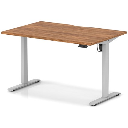 Air 1200mm Scalloped Edge Height Adjustable Desk, Silver Leg, Walnut