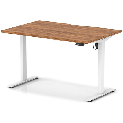 Air 1200mm Scalloped Edge Height Adjustable Desk, White Leg, Walnut