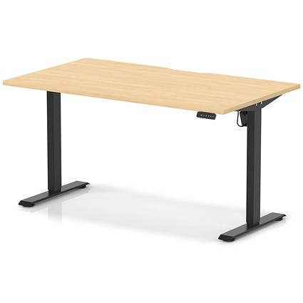 Air 1400mm Scalloped Edge Height Adjustable Desk, Black Leg, Maple