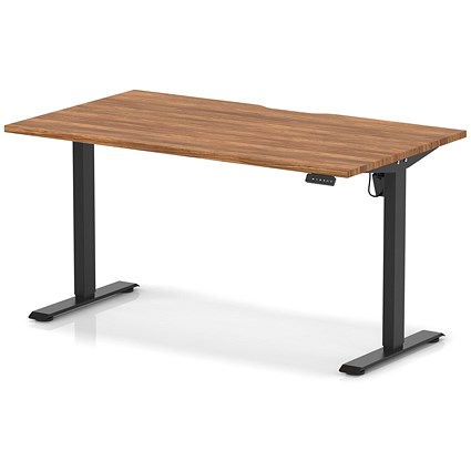 Air 1400mm Scalloped Edge Height Adjustable Desk, Black Leg, Walnut