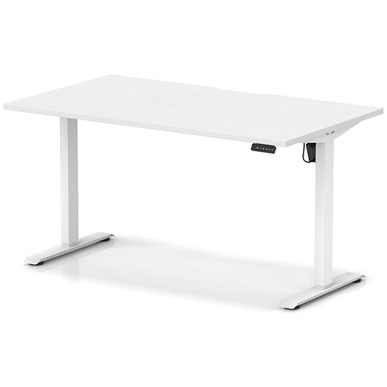 Air 1400mm Scalloped Edge Height Adjustable Desk, White Leg, White