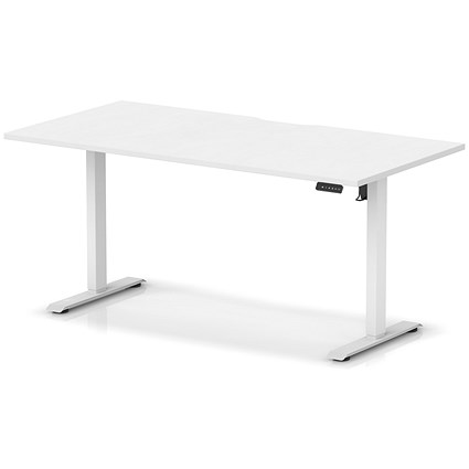 Air 1600mm Scalloped Edge Height Adjustable Desk, White Leg, White