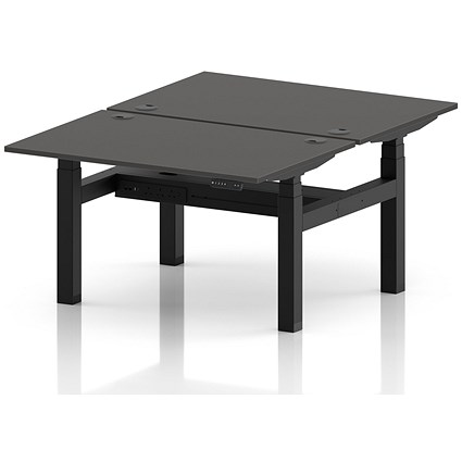 Air 2 Person Sit-Standing Bench Desk, Back-to-Back, 2 x 1200 (800mm Deep), Black Frame, Carbon Grey