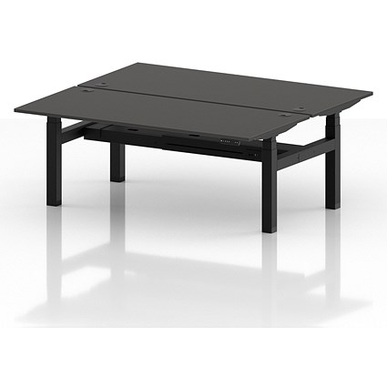 Air 2 Person Sit-Standing Bench Desk, Back to Back, 2 x 1800mm (800mm Deep), Black Frame, Carbon Grey