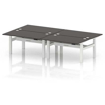 Air 4 Person Sit-Standing Bench Desk, Back to Back, 4 x 1400mm (800mm Deep), White Frame, Carbon Grey