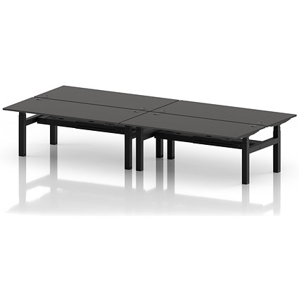 Air 4 Person Sit-Standing Bench Desk, Back to Back, x 1800mm (800mm Deep), Black Frame, Carbon Grey
