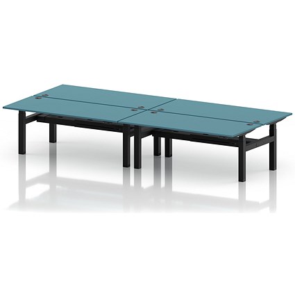 Air 4 Person Sit-Standing Bench Desk, Back to Back, x 1800mm (800mm Deep), Black Frame, Dark Teal