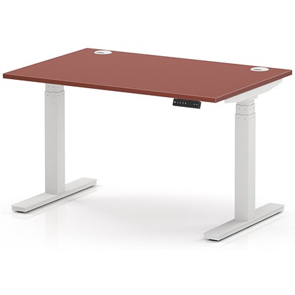 Air 1200mm Height Adjustable Desk, White Leg, Brick Red