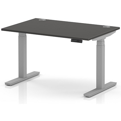 Air 1200mm Height Adjustable Desk, Silver Leg, Carbon Grey