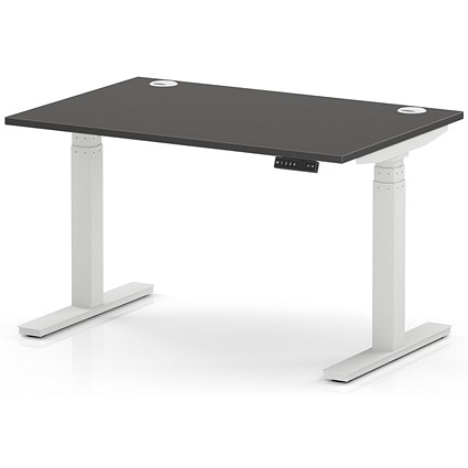 Air 1200mm Height Adjustable Desk, White Leg, Carbon Grey