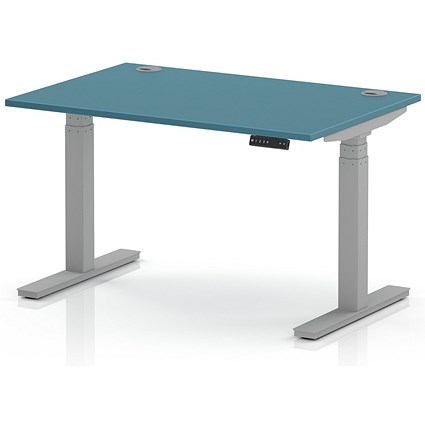 Air 1200mm Height Adjustable Desk, Silver Leg, Dark Teal