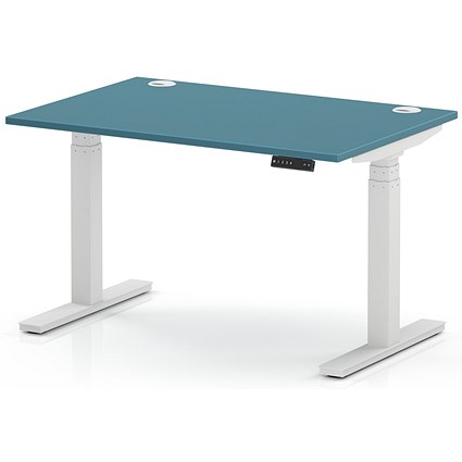 Air 1200mm Height Adjustable Desk, White Leg, Dark Teal