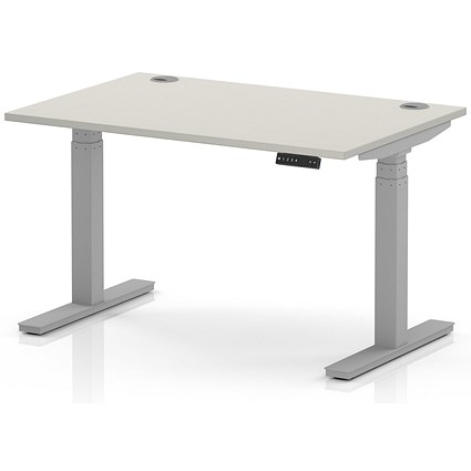 Air 1200mm Height Adjustable Desk, Silver Leg, Dove Grey