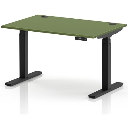 Air 1200mm Height Adjustable Desk, Black Leg, Moss Green