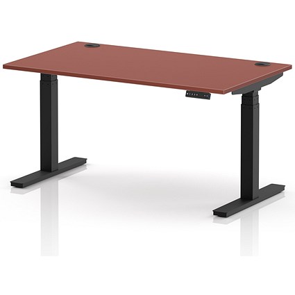 Air 1400mm Height Adjustable Desk, Black Leg, Brick Red