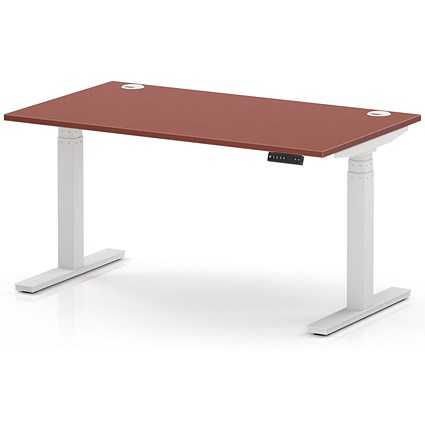 Air 1400mm Height Adjustable Desk, White Leg, Brick Red