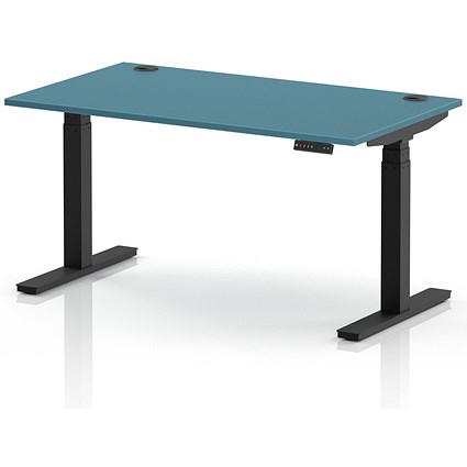 Air 1400mm Height Adjustable Desk, Black Leg, Dark Teal