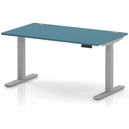 Air 1400mm Height Adjustable Desk, Silver Leg, Dark Teal