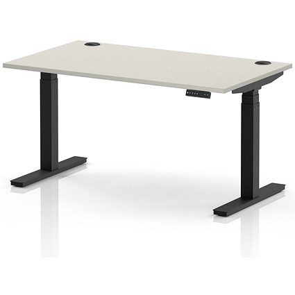 Air 1400mm Height Adjustable Desk, Black Leg, Dove Grey