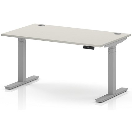 Air 1400mm Height Adjustable Desk, Silver Leg, Dove Grey