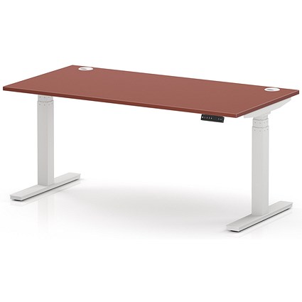 Air 1600mm Height Adjustable Desk, White Leg, Brick Red