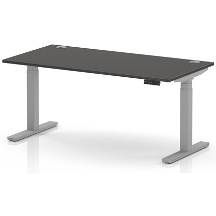 Air 1600mm Height Adjustable Desk, Silver Leg, Carbon Grey