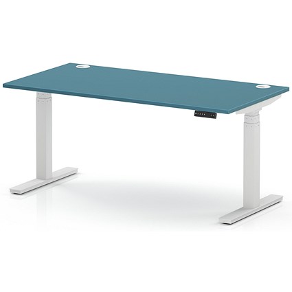Air 1600mm Height Adjustable Desk, White Leg, Dark Teal
